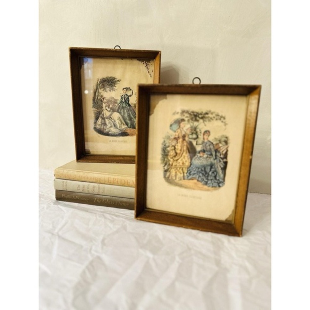 1800s‎ French "La Mode Illustrée" Fashion Print 9"x7" Set of 2 Antique Cottage
